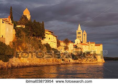 "Historic centre with the bell tower of the St. Andrew Monastery, the church of St. John and St. Mary's Cathedral, Rab Town, island of Rab, Kvarner Gulf, Croatia, Europe" View Large Photo Image Picture - "Historic centre with the bell tower of the St. Andrew Monastery, the church of St. John and St. Mary's Cathedral, Rab Town, island of Rab, Kvarner Gulf, Croatia, Europe". Fotosearch