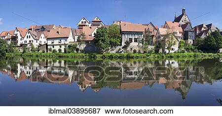 Stock Photo - "Historic centre with the Town Hall on the Enz River, Besigheim, Baden-Wurttemberg, Germany, Europe". Fotosearch