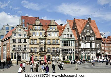 Picture - "Historic commercial buildings, Markt square, Bremen, Germany, Europe". Fotosearch