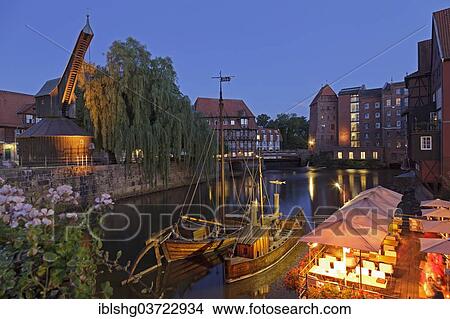 "Historic crane, salzewer ship, barge, Luener Mill, at dusk, historic center, Luneburg, Lower Saxony, Germany, Europe" View Large Photo Image Picture - "Historic crane, salzewer ship, barge, Luener Mill, at dusk, historic center, Luneburg, Lower Saxony, Germany, Europe". Fotosearch