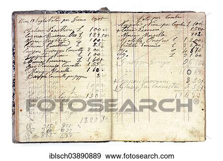 Stock Photo - Historic debt register. Fotosearch