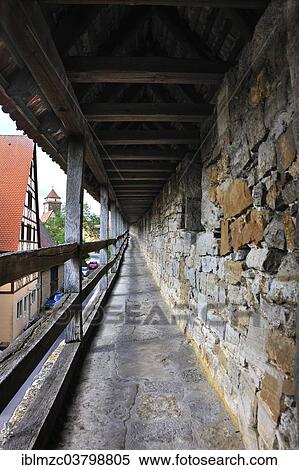 "Historic defensive corridor along the battlements, 14th century, Roderschutt, Rothenburg ob der Tauber, Middle Franconia, Bavaria, Germany, Europe" View Large Photo Image Stock Photography - "Historic defensive corridor along the battlements, 14th century, Roderschutt, Rothenburg ob der Tauber, Middle Franconia, Bavaria, Germany, Europe". Fotosearch