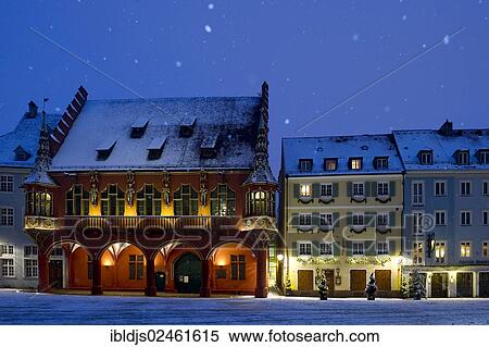 "Historic department store in snow-covered Muensterplatz square at night, Freiburg, Black Forest, Baden-Wuerttemberg, Germany, Europe" View Large Photo Image Stock Photography - "Historic department store in snow-covered Muensterplatz square at night, Freiburg, Black Forest, Baden-Wuerttemberg, Germany, Europe". Fotosearch