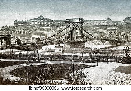 "Historic drawing, city of Budapest, Chain Bridge or Szechenyi Chain Bridge over the Danube, 19th Century, Budapest, Central Hungary, Hungary, Europe" View Large Photo Image Stock Photography - "Historic drawing, city of Budapest, Chain Bridge or Szechenyi Chain Bridge over the Danube, 19th Century, Budapest, Central Hungary, Hungary, Europe". Fotosearch