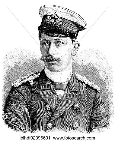 Stock Image - "Historic drawing, portrait of Prince Albert Wilhelm Heinrich of Prussia, 1862-1929, Grand Admiral of the Imperial Navy and brother of Emperor Wilhelm II". Fotosearch