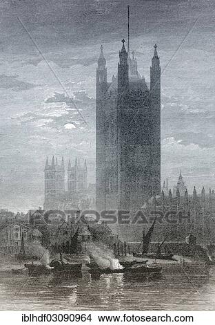 "Historic drawing, Victoria Tower, Palace of Westminster, Houses of Parliament, London, 19th Century, London, London region, England, United Kingdom, Europe" View Large Photo Image Picture - "Historic drawing, Victoria Tower, Palace of Westminster, Houses of Parliament, London, 19th Century, London, London region, England, United Kingdom, Europe". Fotosearch