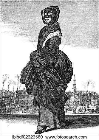 "Historic drawing, winter of 1643, a noble woman from London wearing a mask, 17th century" View Large Photo Image Stock Image - "Historic drawing, winter of 1643, a noble woman from London wearing a mask, 17th century". Fotosearch