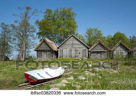 Stock Photograph - "Historic fishing huts, Altja, Lahemaa National Park, Estonia, Baltic States, Europe". Fotosearch