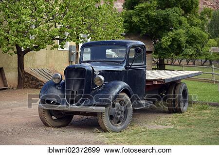 Stock Photo - "Historic Ford flatbed truck, Gifford Farm House Museum, Fruita, Capitol Reef National Park, Utah, USA, PublicGround". Fotosearch