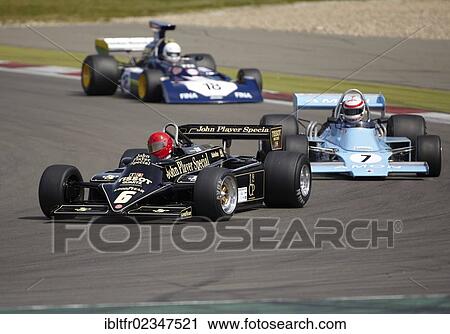 Stock Image - "Historic Formula 1, Nico Bindels, LUX, driving a Lotus 87B3 built in 1981, AVD Oldtimer-Grand-Prix 2012, Nurburgring race track, Nuerburg, Rhineland-Palatinate, Germany, Europe". Fotosearch