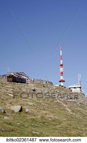 "Historic funicular from 1924 up to the summit of La Rhune Mountain, 905m, radio mast, Basque Country, Pyrenees, Aquitaine region, department of Pyrenees-Atlantiques, France, Europe" View Large Photo Image Stock Photo - "Historic funicular from 1924 up to the summit of La Rhune Mountain, 905m, radio mast, Basque Country, Pyrenees, Aquitaine region, department of Pyrenees-Atlantiques, France, Europe". Fotosearch