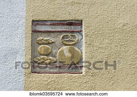 "Historic reference to a bakery on a house facade, Altmuhltal, Pappenheim, Middle Franconia, Bavaria, Germany, Europe" View Large Photo Image Picture - "Historic reference to a bakery on a house facade, Altmuhltal, Pappenheim, Middle Franconia, Bavaria, Germany, Europe". Fotosearch