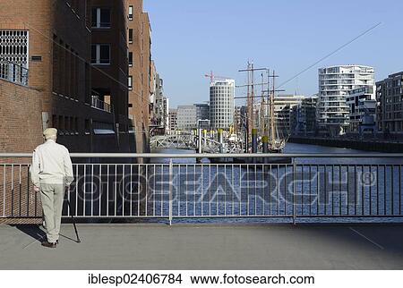 Picture - "Historic sailing ships in the Traditionsschiffhafen, Tall Ship Harbour, modern residential and office buildings, Sandtorhafen harbour, Sandtorkai and Kaiserkai streets, HafenCity, Hamburg, Hamburg, Germany, Europe". Fotosearch