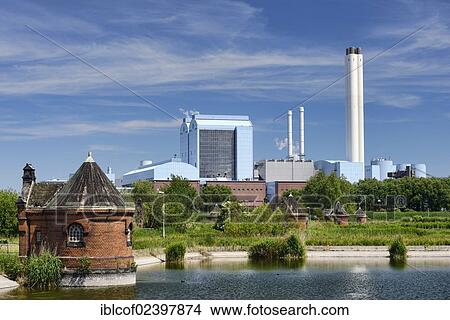 Picture - "Historic Schieberhaeuschen building in Kaltehofe and Tiefstack power and heat supply station in Rothenburgsort, Hamburg, Germany, Europe". Fotosearch