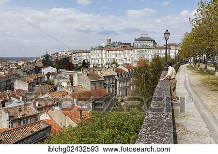 Stock Image - "Historic town centre as seen from the fortifications, Angouleme, Charente, Poitou-Charentes, France, Europe". Fotosearch