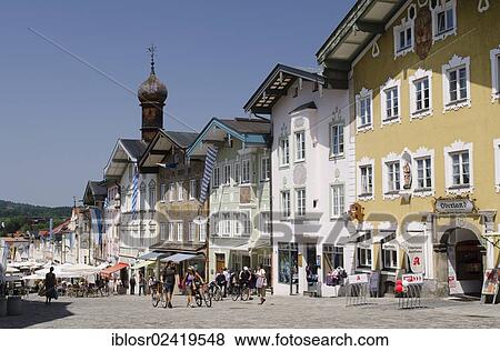 Stock Photo - Historic town centre of Bad Toelz, Upper Bavaria, Bavaria, Germany, Europe. Fotosearch