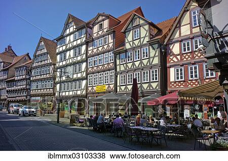 "Historic town centre with half-timbered houses and restaurants, Hannoversch Munden, Lower Saxony, Germany, Europe" View Large Photo Image Stock Photo - "Historic town centre with half-timbered houses and restaurants, Hannoversch Munden, Lower Saxony, Germany, Europe". Fotosearch