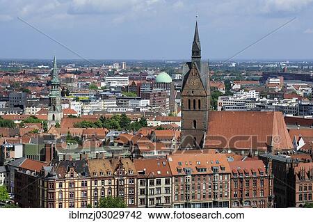 Stock Image - "Historic town centre with the Marktkirche or Market Church, Hannover, Lower Saxony, Germany, Europe". Fotosearch