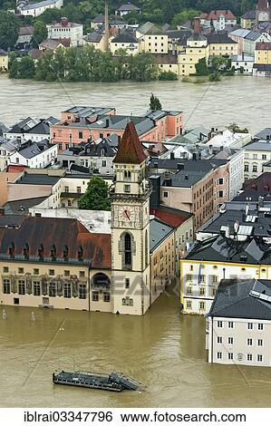 "Historic town centre with the Town Hall and Hotel Wilder Mann during the flood on 3rd June 2013, Passau, Lower Bavaria, Bavaria, Germany, Europe" View Large Photo Image Stock Photograph - "Historic town centre with the Town Hall and Hotel Wilder Mann during the flood on 3rd June 2013, Passau, Lower Bavaria, Bavaria, Germany, Europe". Fotosearch