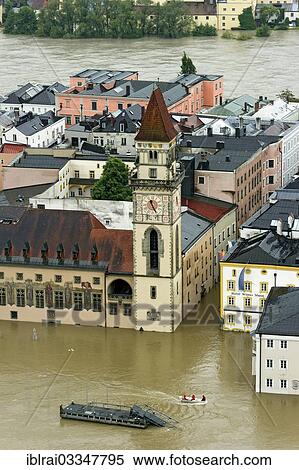 "Historic town centre with the Town Hall and Hotel Wilder Mann during the flood on 3rd June 2013, Passau, Lower Bavaria, Bavaria, Germany, Europe" View Large Photo Image Stock Photography - "Historic town centre with the Town Hall and Hotel Wilder Mann during the flood on 3rd June 2013, Passau, Lower Bavaria, Bavaria, Germany, Europe". Fotosearch