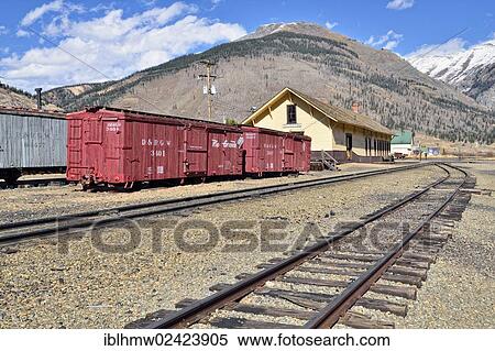 Historic train station with wagons of the Denver & Rio Grande Western Railroad Company, silver mining town of Silverton, Colorado, USA View Large Photo Image Stock Photography - Historic train station with wagons of the Denver & Rio Grande Western Railroad Company, silver mining town of Silverton, Colorado, USA. Fotosearch