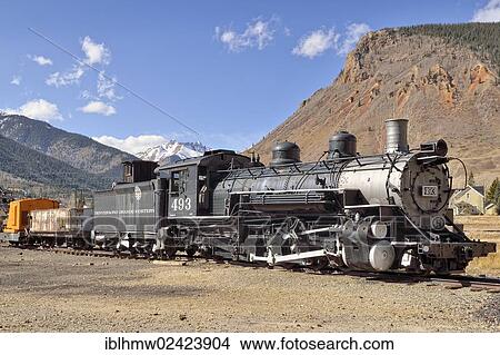 Historic train with a steam locomotive, Denver & Rio Grande Western Railroad Company, silver mining town of Silverton, Colorado, USA View Large Photo Image Picture - Historic train with a steam locomotive, Denver & Rio Grande Western Railroad Company, silver mining town of Silverton, Colorado, USA. Fotosearch
