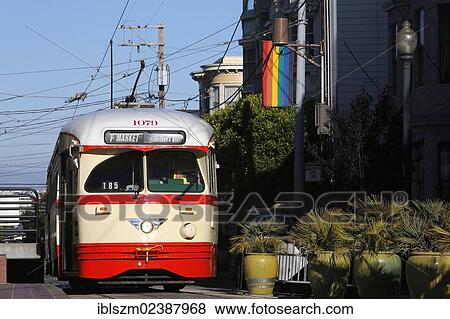 "Historic tram, Castro district, San Francisco, California, USA" View Large Photo Image Stock Photo - "Historic tram, Castro district, San Francisco, California, USA". Fotosearch
