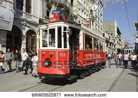"Historic tramway, shopping street of Istiklal Caddesi or Istiklal Street, Beyoglu, Istanbul, European side, Istanbul Province, Turkey, European side, Europe" View Large Photo Image Stock Image - "Historic tramway, shopping street of Istiklal Caddesi or Istiklal Street, Beyoglu, Istanbul, European side, Istanbul Province, Turkey, European side, Europe". Fotosearch