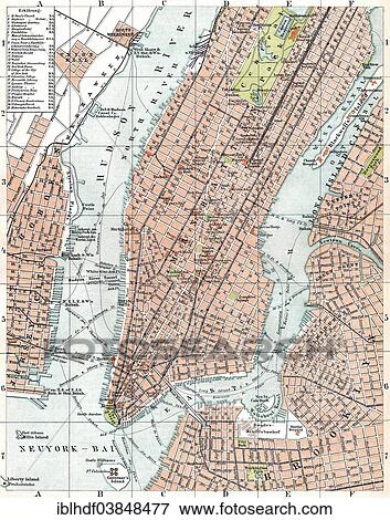Stock Photo - "Historical city map, 1896, New York, United States, North America". Fotosearch