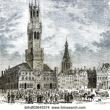 "Historical cityscape of Bruges, 16th century, from """"The Rise of the Dutch Republic"""", 1880, Bruges, West Flanders, Flemish Region, Belgium, Europe" View Large Photo Image Picture - "Historical cityscape of Bruges, 16th century, from """"The Rise of the Dutch Republic"""", 1880, Bruges, West Flanders, Flemish Region, Belgium, Europe". Fotosearch