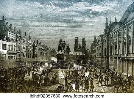 Stock Image - "Historical drawing, entry of the German troops after the Battle of Orleans on 4 December 1870, Franco-Prussian War or Franco-German War, 1870-1871, between the French Empire and the Kingdom of Prussia, Orleans, France, Europe". Fotosearch