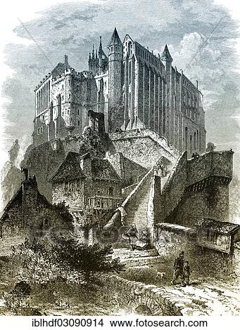 "Historical drawing, Le Mont-Saint-Michel, 19th Century, Le Mont-Saint-Michel, Normandie, France, Europe" View Large Photo Image Picture - "Historical drawing, Le Mont-Saint-Michel, 19th Century, Le Mont-Saint-Michel, Normandie, France, Europe". Fotosearch