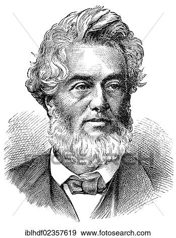 Stock Photo - "Historical drawing, portrait of Jules Claude Gabriel Favre, 1809-1880, French politician, Minister of Foreign Affairs, Franco-Prussian War or Franco-German War, 1870-1871, between the French Empire and the Kingdom of Prussia". Fotosearch