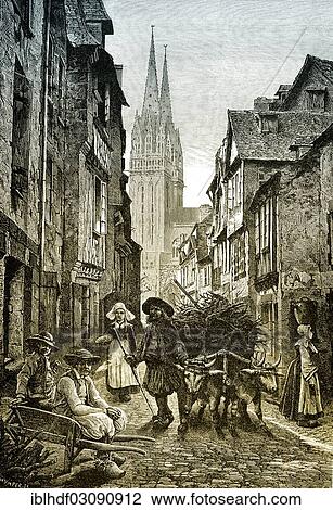 "Historical drawing, street scene in Quimper, or Kemper in Breton, 19th Century, Quimper, Bretagne, France, Europe" View Large Photo Image Stock Image - "Historical drawing, street scene in Quimper, or Kemper in Breton, 19th Century, Quimper, Bretagne, France, Europe". Fotosearch