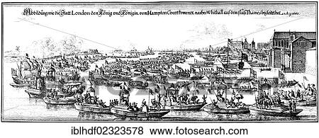 "Historical drawing, the reception in London on 23rd August 1662, the English King Charles II and Queen Catherine of Braganza, at the extravagant pageant on the River Thames" View Large Photo Image Stock Photo - "Historical drawing, the reception in London on 23rd August 1662, the English King Charles II and Queen Catherine of Braganza, at the extravagant pageant on the River Thames". Fotosearch