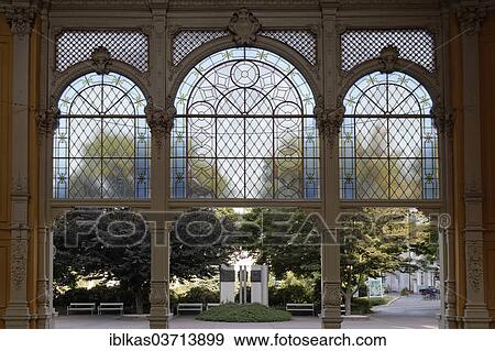 "Historical glass window, New Colonnade, Nova kolonada, Marianske Lazne, Karlovy Vary Region, Bohemia, Czech Republic, Europe" View Large Photo Image Stock Photo - "Historical glass window, New Colonnade, Nova kolonada, Marianske Lazne, Karlovy Vary Region, Bohemia, Czech Republic, Europe". Fotosearch