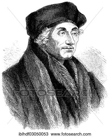"Historical illustration, portrait of Desiderius Erasmus Roterodamus or Erasmus of Rotterdam, 1466 - 1536, Dutch scholar of European humanism, theologian, philosopher and author" View Large Photo Image Stock Image - "Historical illustration, portrait of Desiderius Erasmus Roterodamus or Erasmus of Rotterdam, 1466 - 1536, Dutch scholar of European humanism, theologian, philosopher and author". Fotosearch