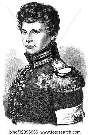 Stock Photograph - "Historical illustration, portrait of William I or Wilhelm Friedrich Ludwig of Prussia, 1797 - 1888, Hohenzollern, King of Prussia, the first German Emperor, at the age of 17, 1814". Fotosearch