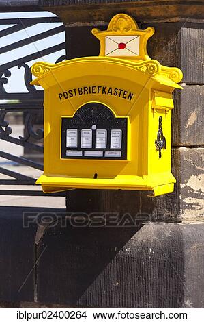 Picture - "Historical mailbox at the Augustus Bridge in Dresden, Saxony, Germany, Europe". Fotosearch