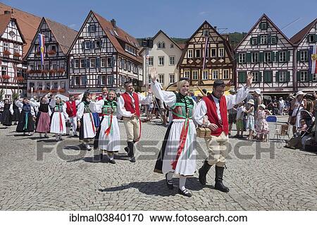 Stock Image - "Historical parade, Schaferlauf festival, Bad Urach, Baden-Wurttemberg, Germany, Europe". Fotosearch