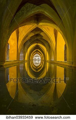 Stock Photo - "Historical rainwater tanks, Los Banos de Dona Maria de Padilla, Alcazar Palace, Seville, Andalusia, Spain, Europe". Fotosearch