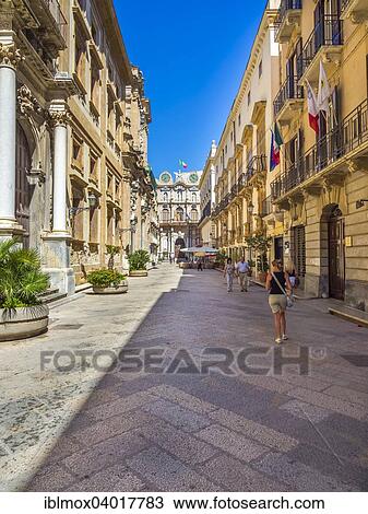 "Historical shopping street, Corso Vittoria Emanuelle, behind the Palazzo Cavarretta, old town, Trapani, Province of Trapani, Sicily, Italy, Europe" View Large Photo Image Stock Image - "Historical shopping street, Corso Vittoria Emanuelle, behind the Palazzo Cavarretta, old town, Trapani, Province of Trapani, Sicily, Italy, Europe". Fotosearch