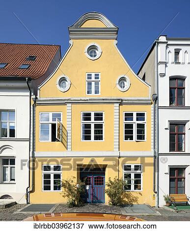 "Historical town house with Northern German gable architecture in the historic centre of Stralsund, Mecklenburg-Western Pomerania, Germany, Europe" View Large Photo Image Stock Photo - "Historical town house with Northern German gable architecture in the historic centre of Stralsund, Mecklenburg-Western Pomerania, Germany, Europe". Fotosearch