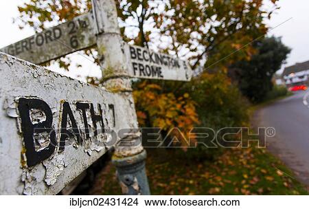 "Historical traffic sign to Bath in the village of Norton St Philip, Somerset, England, United Kingdom, Europe" View Large Photo Image Picture - "Historical traffic sign to Bath in the village of Norton St Philip, Somerset, England, United Kingdom, Europe". Fotosearch