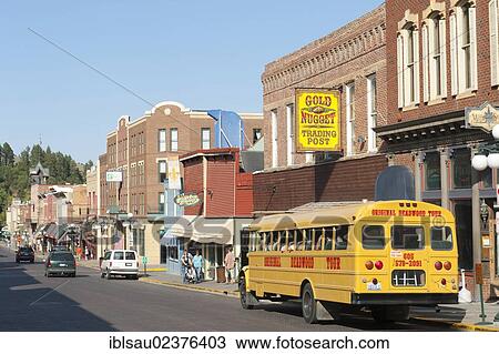 Stock Image - "Historical Wild West town, Main Street, Deadwood, South Dakota, USA, United States of America, North America". Fotosearch