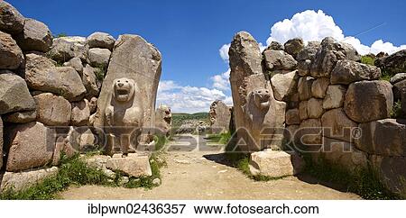 Stock Photo - "Hittite relief on the Lion's Gate to the Hittite capital Hattusa, UNESCO, Turkey, Asia". Fotosearch