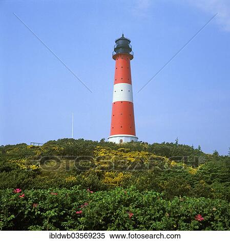 Stock Photography - "Hoernum Lighthouse, Hornum, Sylt, North Frisian Islands, Schleswig-Holstein, Germany, Europe". Fotosearch