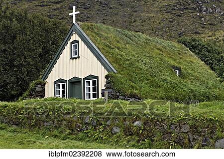 "Hofskirkja historic turf roofed church, built in 1884, South Iceland, Europe" View Large Photo Image Stock Photo - "Hofskirkja historic turf roofed church, built in 1884, South Iceland, Europe". Fotosearch