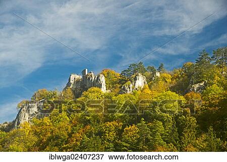 "Hohengerhausen castle ruin or Rusenschloss castle ruin, on a hill above Gerhausen district, Blaubeuren, Blautal valley, Alb-Donau-Kreis district, Baden-Wuerttemberg, Germany, Europe, PublicGround, Europe" View Large Photo Image Stock Photo - "Hohengerhausen castle ruin or Rusenschloss castle ruin, on a hill above Gerhausen district, Blaubeuren, Blautal valley, Alb-Donau-Kreis district, Baden-Wuerttemberg, Germany, Europe, PublicGround, Europe". Fotosearch