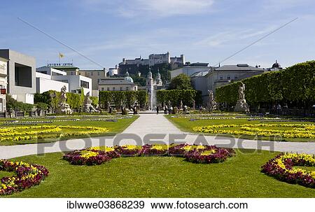 Stock Photo - "Hohensalzburg Fortress, Mirabell Gardens, Salzburg, Austria, Europe". Fotosearch